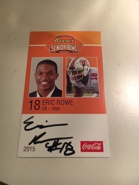 ERIC ROWE 2015 REESE'S SENIOR BOWL 3X5 UTAH AUTOGRAPHED CARD QTY