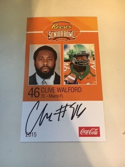 CLIVE WALFORD 2015 REESE'S SENIOR BOWL 3X5 MIAMI-FL AUTOGRAPHED CARD QTY