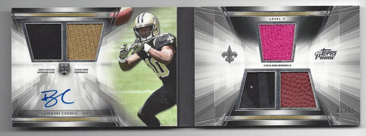 BRANDIN COOKS 2014 TOPPS PRIME LEVEL 3 ROOKIE 5 PIECE PATCH AUTO BOOK RC #D 1/15