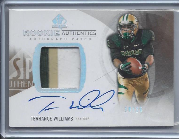 TERRANCE WILLIAMS 2013 SP AUTHENTIC GOLD RPA 3 COLOR PATCH AUTO RC #D 10/25