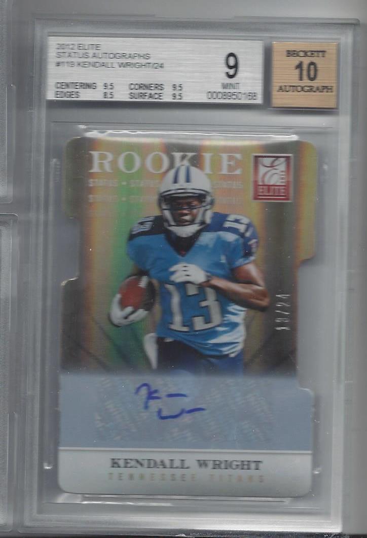 1/1 KENDALL WRIGHT 2013 ELITE STATUS GOLD DIE CUT AUTO RC #D 13/24 BGS 9 JSY #13