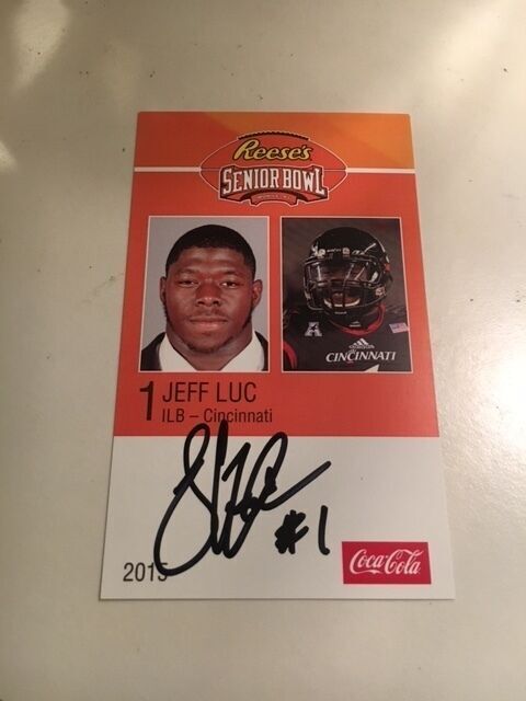 JEFF LUC 2015 REESE'S SENIOR BOWL 3X5 CINCINNATI AUTOGRAPHED CARD QTY