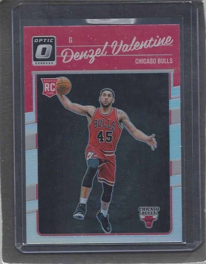 DENZEL VALENTINE 2015-16 DONRUSS OPTIC SILVER HOLO BULLS ROOKIE PRIZM RC #163