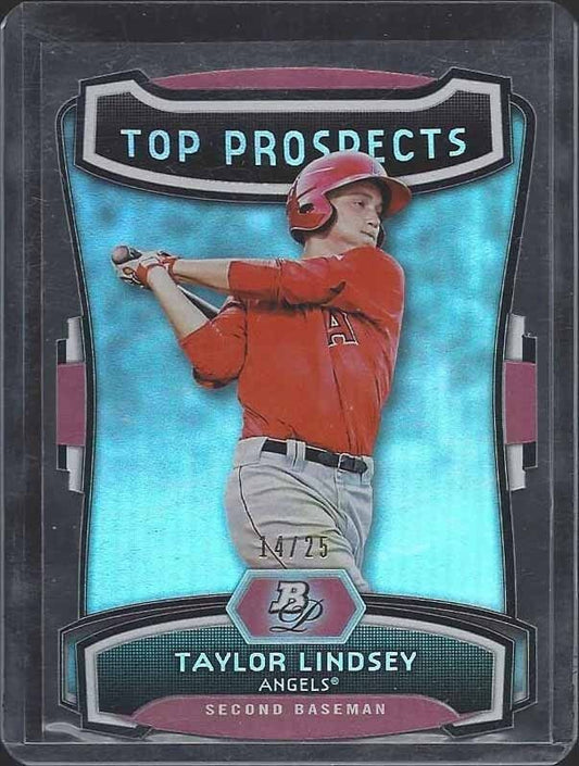 TAYLOR LINDSEY 2012 BOWMAN PLATINUM TOP PROSPECTS DIE CUT #D 14/25