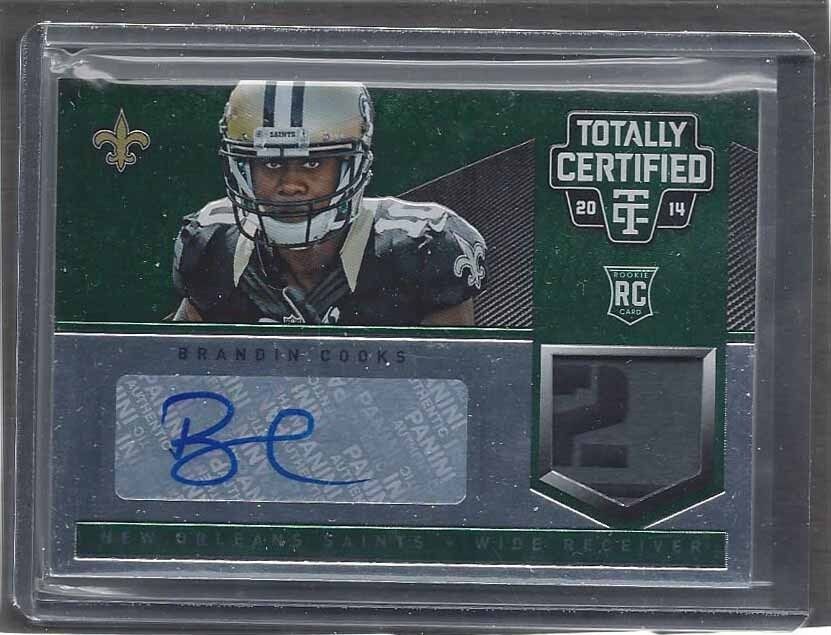 BRANDIN COOKS 2014 TOTALLY CERTIFIED GREEN RPA LAUNDRY TAG PATCH AUTO RC #D /5