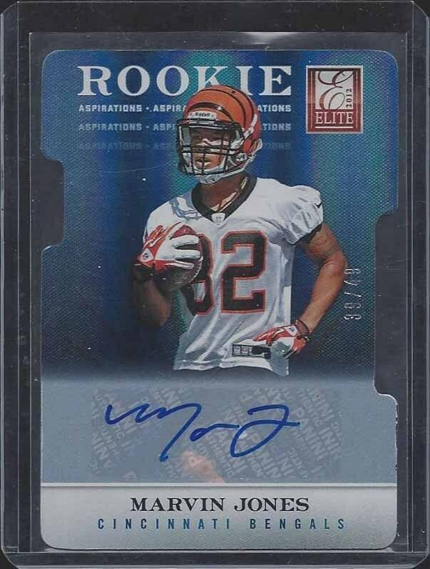MARVIN JONES 2012 ELITE ASPIRATIONS BLUE DIE CUT ROOKIE AUTO RC #D 39/49