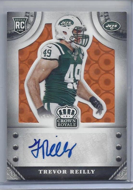 TREVOR REILLY 2014 CROWN ROYALE ORANGE CIRCLES JETS ROOKIE AUTO RC #D 10/10