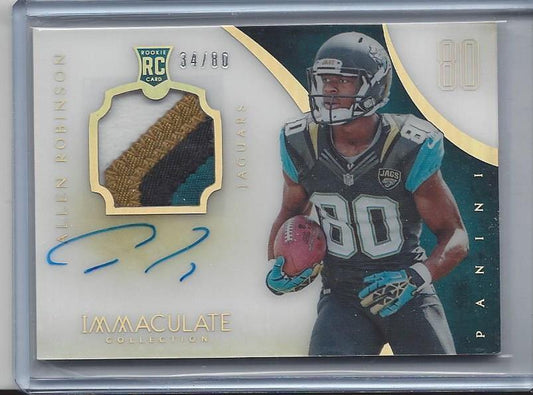 ALLEN ROBINSON 2014 IMMACULATE ACETATE MULTICOLOR PATCH ON CARD AUTO RC #D /80
