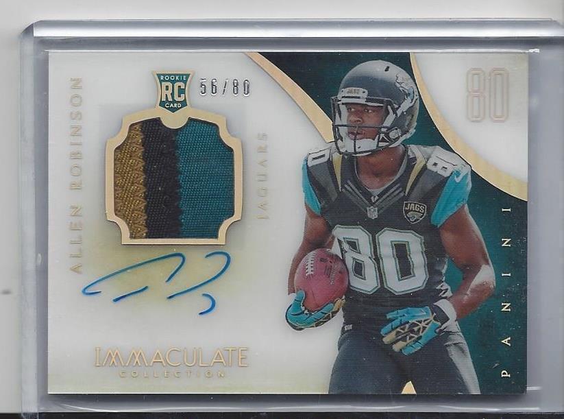 ALLEN ROBINSON 2014 IMMACULATE ACETATE MULTICOLOR PATCH ON CARD AUTO RC #D /80