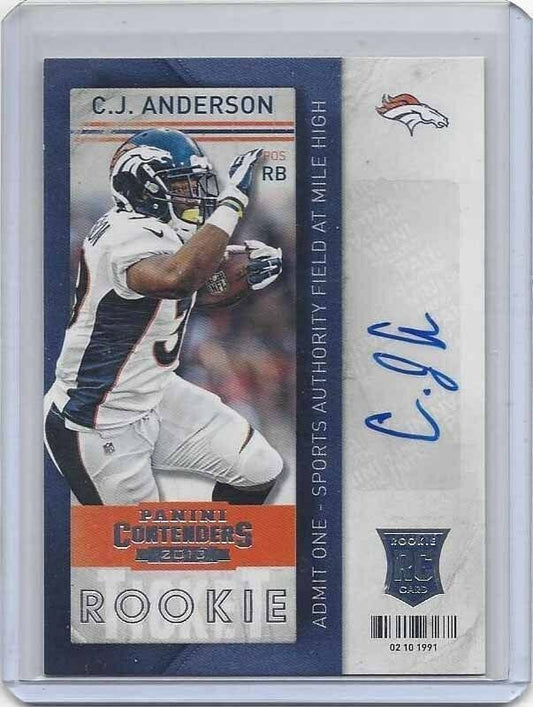 C.J. ANDERSON 2013 PANINI CONTENDERS ROOKIE TICKET BRONCOS TRUE RC AUTO #116