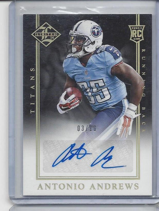 ANTONIO ANDREWS 2014 LIMITED GOLD TITANS ROOKIE AUTO RC #D 3/10