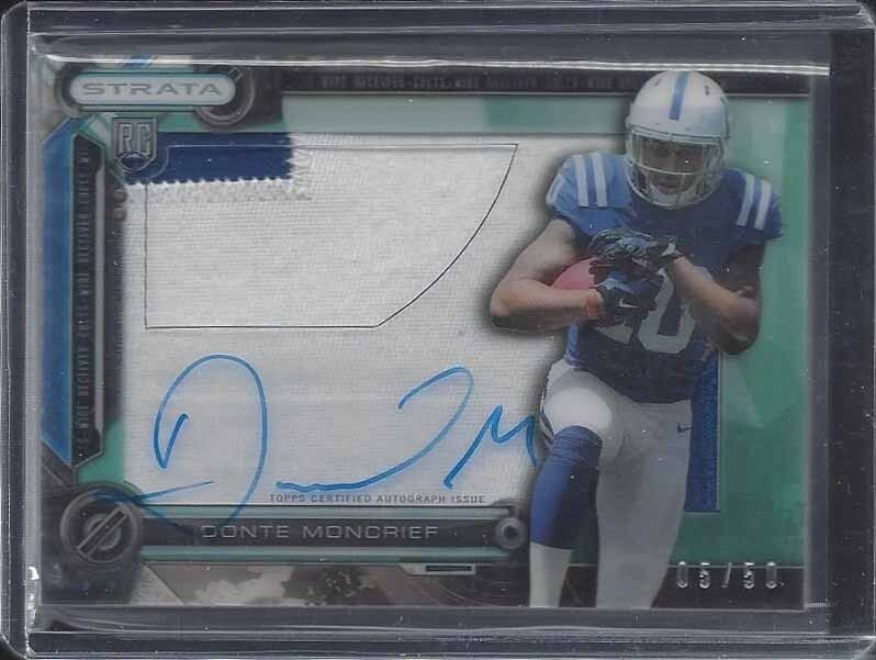 DONTE MONCRIEF 2014 TOPPS STRATA CLEAR CUT GREEN JUMBO PATCH AUTO RC #D 5/50