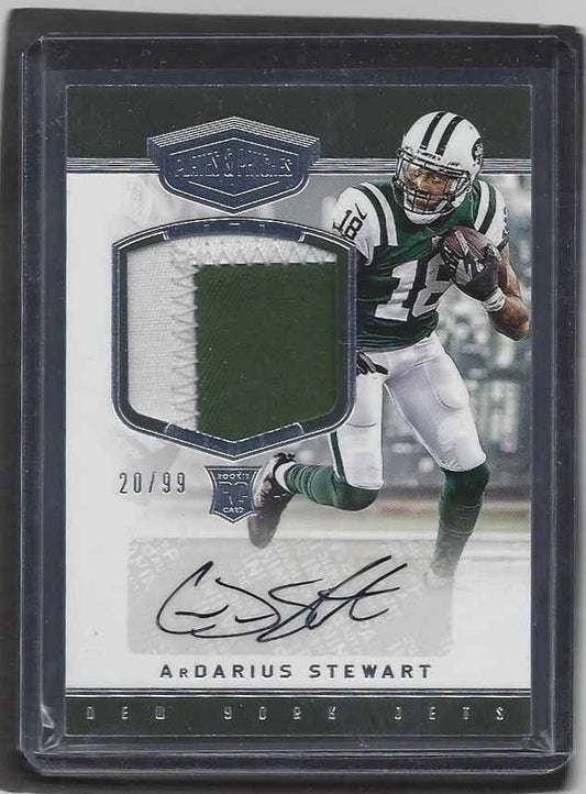 ARDARIUS STEWART 2017 PLATES & PATCHES JETS 2 COLOR PATCH AUTO RC #D 20/99