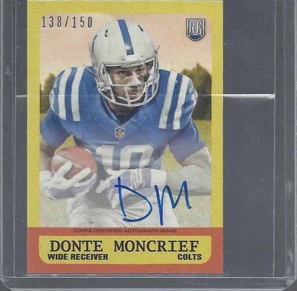 DONTE MONCRIEF 2014 TOPPS 1963 MINI ON CARD COLTS ROOKIE AUTO RC #D /150
