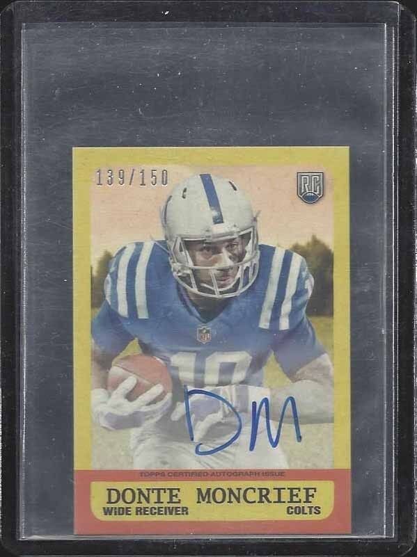 DONTE MONCRIEF 2014 TOPPS 1963 MINI ON CARD COLTS ROOKIE AUTO RC #D /150