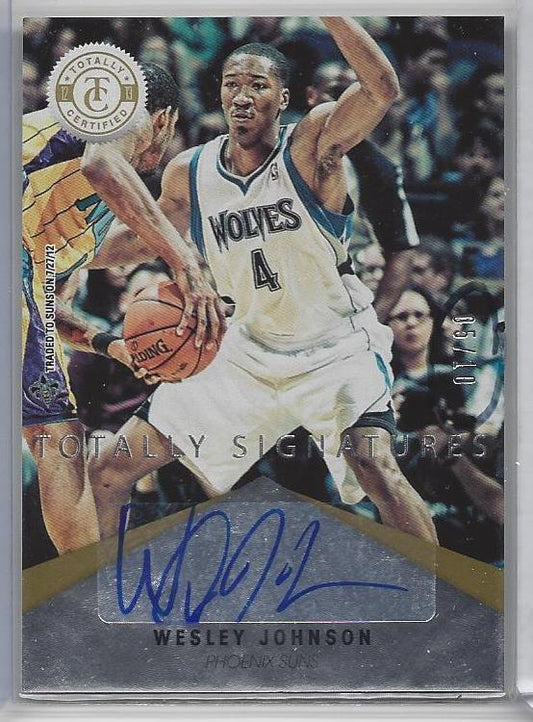 WESLEY JOHNSON 2012-13 TOTALLY CERTIFIED SIGNATURES GOLD AUTO #D 5/10