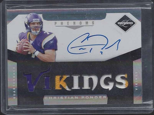 CHRISTIAN PONDER 2011 LIMITED SPOTLIGHT PHENOMS JUMBO 3 CL PATCH AUTO RC #D 8/25