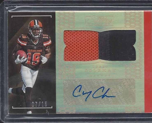 COREY COLEMAN 2016 DONRUSS SIGNATURE SERIES GOLD RPA 2 CLR PATCH AUTO RC #D 7/15