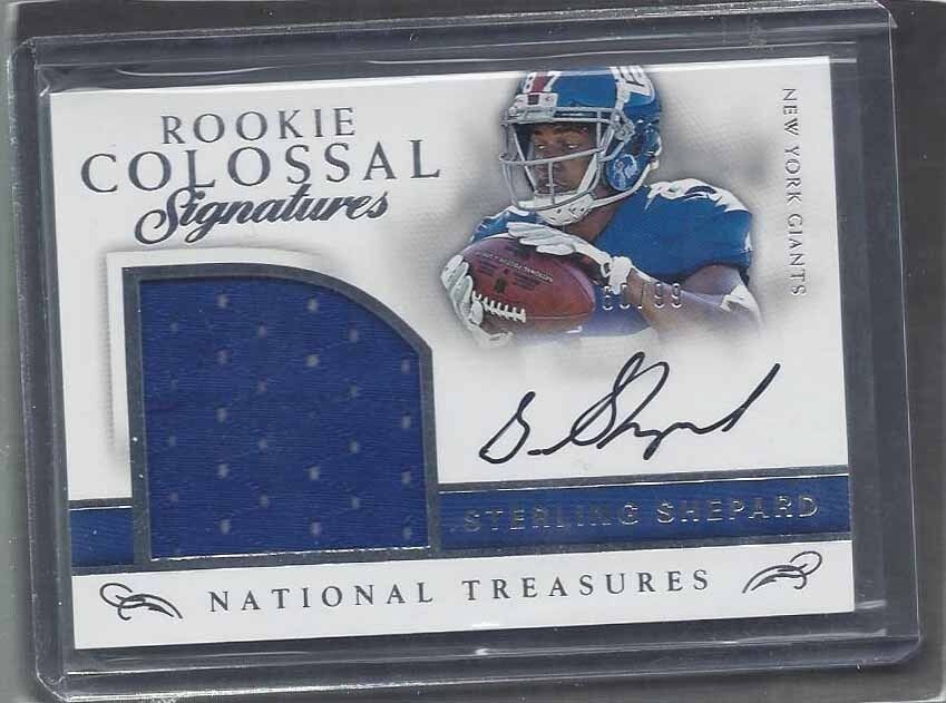 STERLING SHEPARD 2016 NATIONAL TREASURES COLOSSAL JUMBO JERSEY AUTO RC #D /99