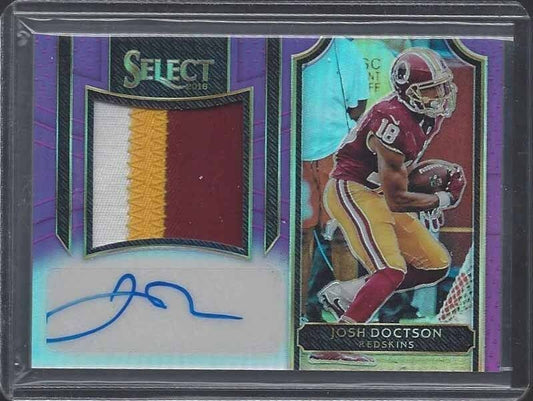 JOSH DOCTSON 2016 PANINI SELECT FUCHSIA PRIZM RPA 3 COLOR PATCH AUTO RC #D 38/49