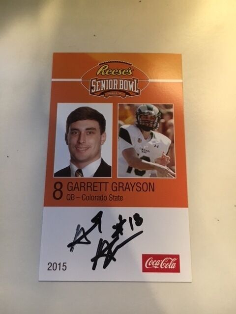 GARRETT GRAYSON 2015 REESE'S SENIOR BOWL 3X5 COLORADO STATE AUTOGRAPHED CARD QTY