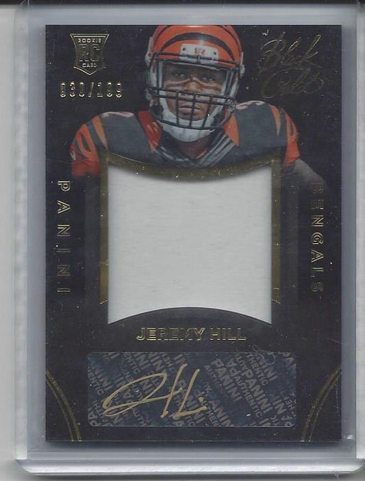 JEREMY HILL 2014 BLACK GOLD ROOKIE JUMBO BENGALS JERSEY AUTO RC #D 30/199