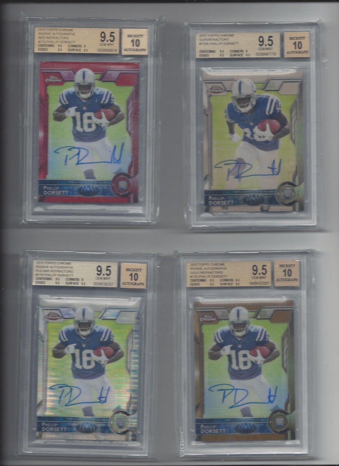 PHILLIP DORSETT 2015 TOPPS CHROME AUTO REFRACTOR RAINBOW SUPERFRACTOR 1/1 9.5 10