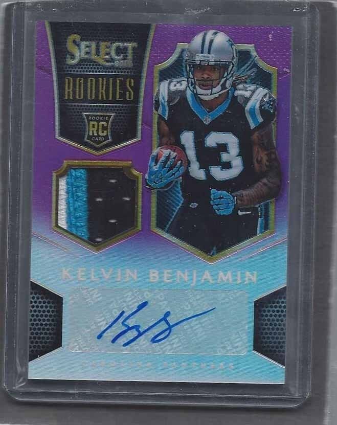KELVIN BENJAMIN 2014 SELECT FUCHSIA PURPLE PRIZM RPA 3 CLR PATCH AUTO RC #D 5/10