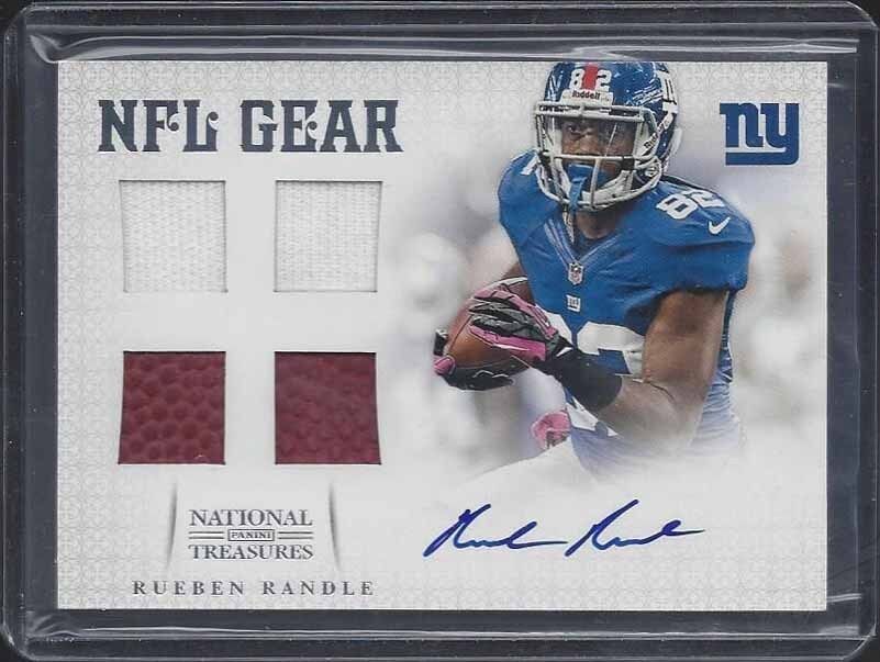 RUEBEN RANDLE 2012 NATIONAL TREASURES NFL GEAR QUAD JERSEY BALL AUTO RC #D 1/15