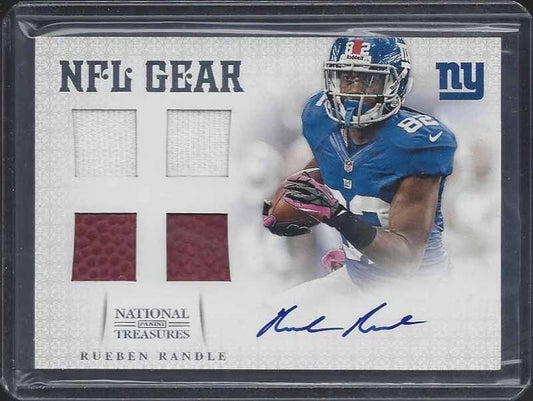 RUEBEN RANDLE 2012 NATIONAL TREASURES NFL GEAR QUAD JERSEY BALL AUTO RC #D 1/15