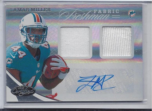LAMAR MILLER 2012 CERTIFIED FRESHMAN FABRIC DUAL JERSEY AUTO RC #D 399/399