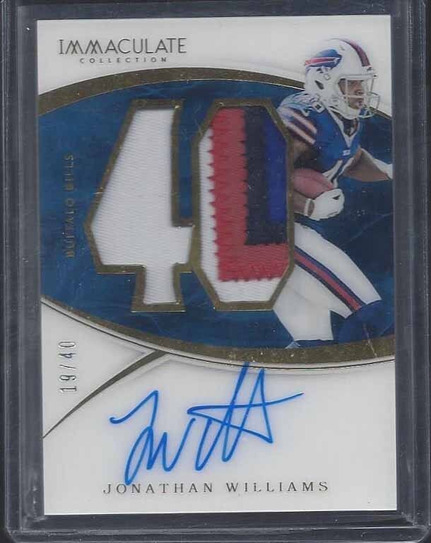 JONATHAN WILLIAMS 2016 IMMACULATE JUMBO JERSEY NUMBER ACETATE PATCH AUTO RC /40