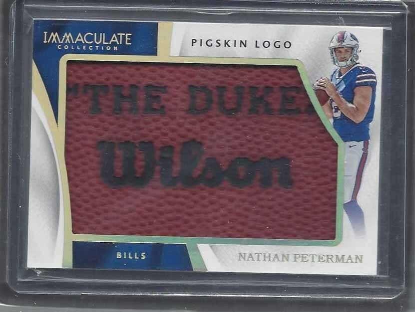 NATHAN PETERMAN 2017 IMMACULATE PIGSKIN LOGO "THE DUKE" WILSON LOGO PATCH RC 1/1
