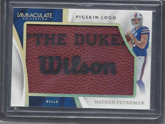 NATHAN PETERMAN 2017 IMMACULATE PIGSKIN LOGO "THE DUKE" WILSON LOGO PATCH RC 1/1