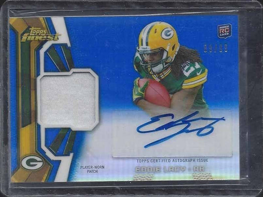 EDDIE LACY 2013 TOPPS FINEST BLUE REFRACTOR RPA ROOKIE PATCH AUTO RC #D 89/99