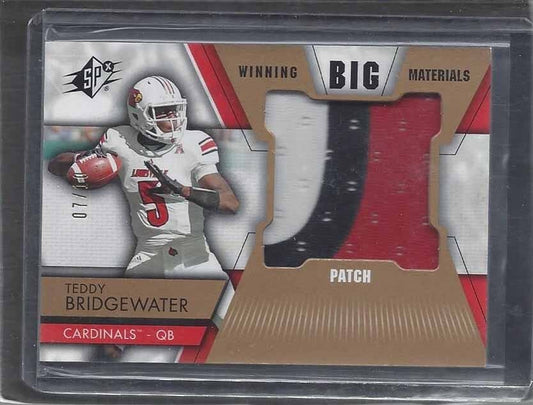 TEDDY BRIDGEWATER 2014 SPX WINNING BIG MATERIALS JUMBO LOUISVILLE PATCH RC 7/10