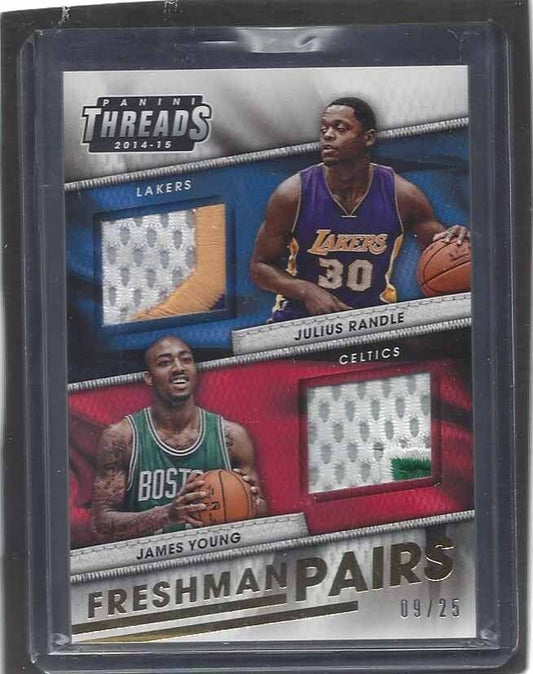 JULIUS RANDLE JAMES YOUNG 2014-15 THREADS FRESHMAN PAIRS GOLD DUAL PATCH RC /25