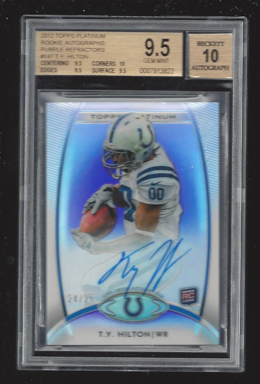T.Y. HILTON 2012 TOPPS PLATINUM PURPLE REFRACTOR AUTO RC /25 BGS 9.5 10 POP 1/1