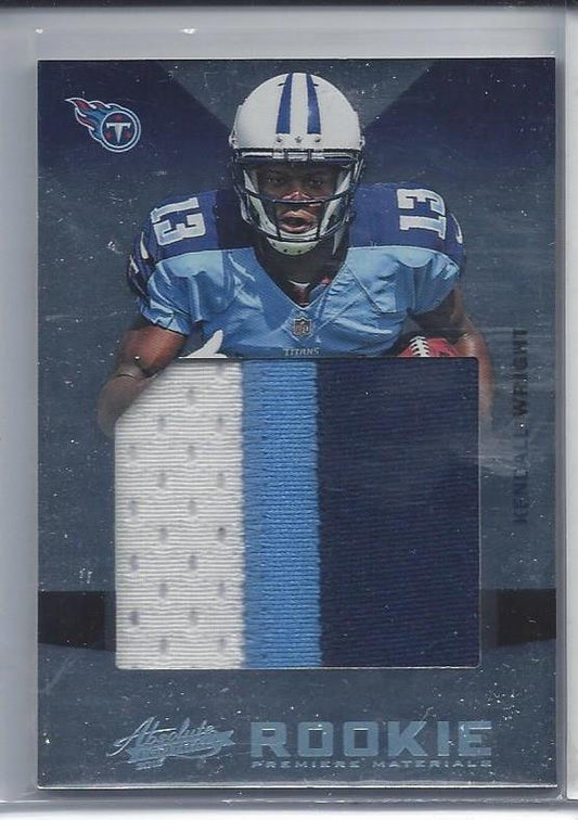 KENDALL WRIGHT 2012 ABSOLUTE ABSOLUTE RPM JUMBO 3 COLOR TITANS PATCH RC #D 12/25