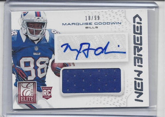MARQUISE GOODWIN 2013 ELITE NEW BREED BILLS JERSEY AUTO RC #D 18/99