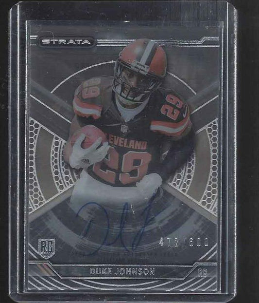 DUKE JOHNSON 2015 TOPPS STRATA BROWNS ON CARD AUTO RC #D /600