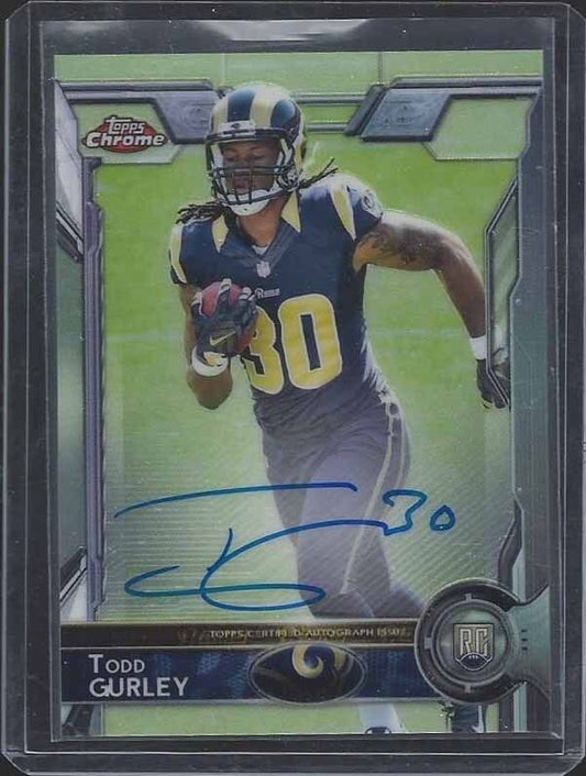 TODD GURLEY 2015 TOPPS CHROME SSP SHORT PRINT RARE ON CARD ROOKIE AUTO RC #110