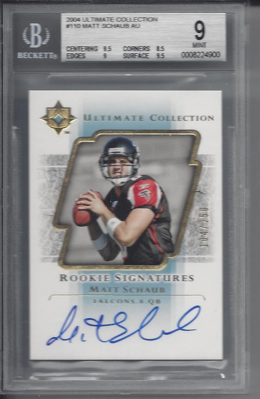 MATT SCHAUB 2004 ULTIMATE COLLECTION ON CARD AUTO RC #D 104/250 BGS 9 w/ 10 AUTO