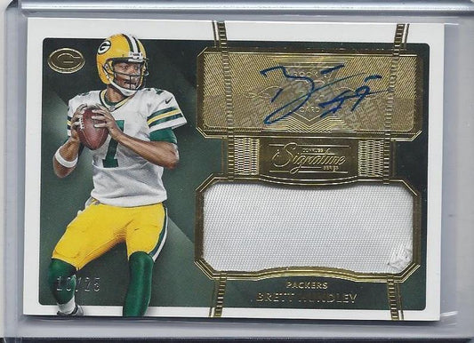 BRETT HUNDLEY 2015 DONRUSS SIGNATURE SERIES GOLD PACKERS PATCH AUTO RC #D 10/25