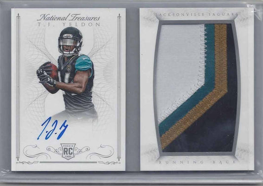 T.J. YELDON 2015 NATIONAL TREASURES JUMBO 4 COLOR PATCH AUTO BOOK RC #D 15/99