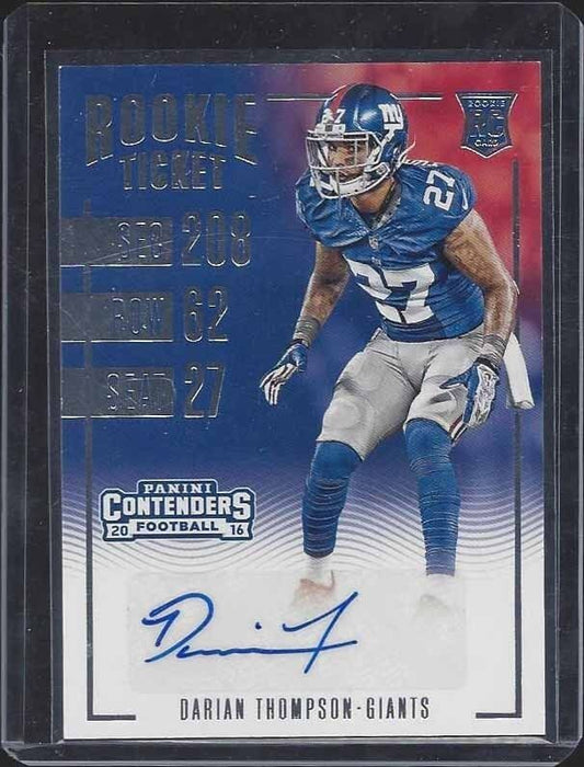 DARIAN THOMPSON 2016 PANINI CONTENDERS GIANTS ROOKIE TICKET TRUE RC AUTO #120