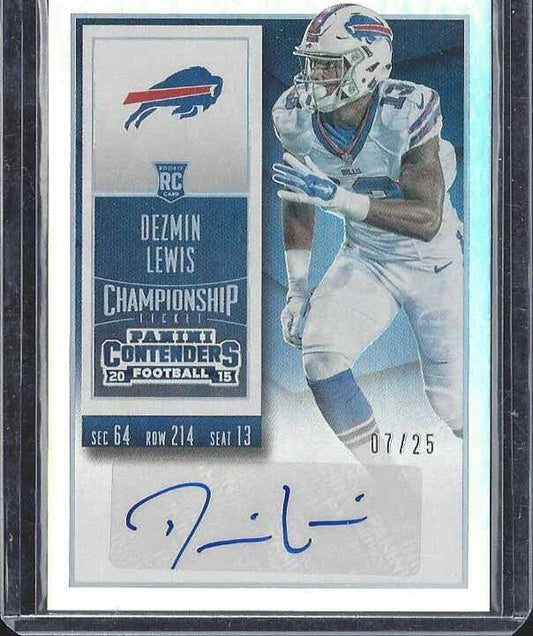 DEZMIN LEWIS 2015 CONTENDERS CHAMPIONSHIP TICKET ROOKIE AUTO RC #D 7/25