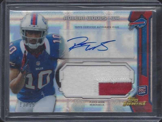 ROBERT WOODS 2013 FINEST XFRACTOR JUMBO 3 COLOR ROOKIE PATCH AUTO RC #D 12/15