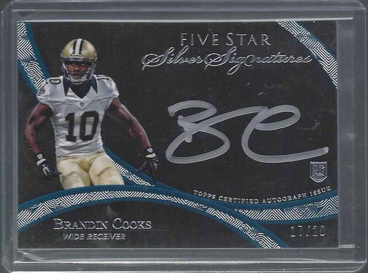 BRANDIN COOKS 2014 TOPPS 5 FIVE STAR SILVER SIGNATURES ON CARD AUTO RC #D 17/20