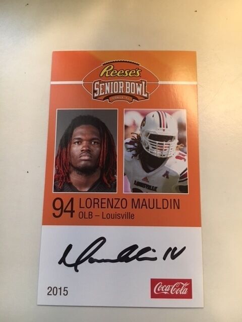 LORENZO MAULDIN 2015 REESE'S SENIOR BOWL 3X5 LOUISVILLE AUTOGRAPHED CARD QTY